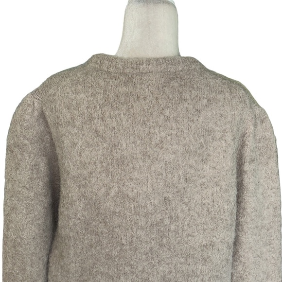 J. Crew Heather Tan Puff Sleeve Chunky Fuzzy Alpaca Blend Sweater - L - Picture 6 of 11